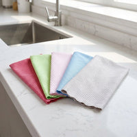 Fish Scale Microfiber Cloth and Microfibre Cloth, High Absorption Cleaning Cloths for Glass and Dishes, Reusable Screen and Kitchen Towel