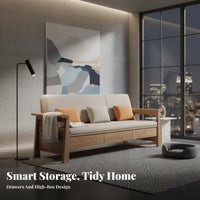 Wooden Frame Couch with Drawers Nordic aesthetic Oversized configurable Sectional Modern Minimalist Design Sofa Set for Homeowners, Entertainers, Lounge Area
