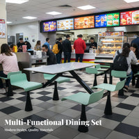 4 Person Dining Table Easy to Clean Unified Dining Unit High Load Bearing Rectangular Fast Dining Table for Employees, Cafeteria, Service Area