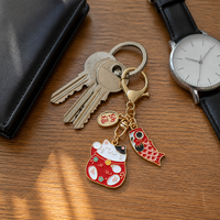 Japanese Cartoon Lucky Cat Koi Fish Keychain for Bags and Car Keys