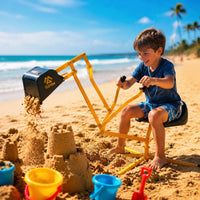 Sit-in Digger Toy Yellow Metal Frame Manual Digger Toy Hand Grip Controls for Children