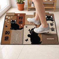 Cartoon Cat Entrance Mat PVC Coil Anti-Slip Doormat for Mud and Dirt Scraping
