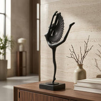 Winged Dancer Statue Black Ballet Dancer Figurine Table Display Tabletop Sculpture for Shelf