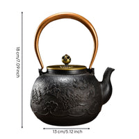 Black Cast Iron Teapot Floral Relief Cast Iron Teapot Loose Herbal Tea