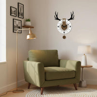 Battery Operated Acrylic Deer Head Clock Non-Ticking Deer Horn Wall Clock Artistic House Decoration Modern Design for Bedroom