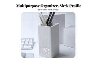 Wood Desk Clock Holder Office Item Space-Saving LED Pen Holder Clock Easy to Read Open-Top Smooth Finish for Desktop
