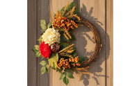 Pumpkin Flower Wreath Ready to Hang Autumn Harvest Wreath Farmhouse Style for Porch