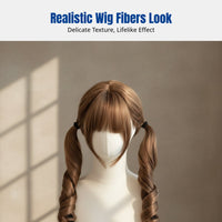 Long Curly Wig, Honey Tea Brown, Realistic Synthetic Hair, Sweet Look