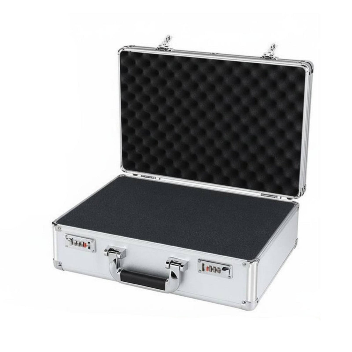 Combination Lock Aluminum Hard Case with Foam Heavy Duty Foam Insert Instrument Case Shockproof Hard Shell Toolbox Reinforced Corners for Travel