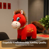 Horse Sign Doll Symbol Meaningful Cultural Design Chinese Astrological Horse Doll Adorable Appearance Auspicious Horse Stuffed Toy for Friends, Office