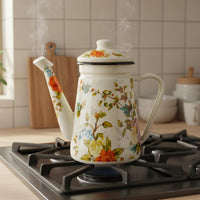Lidded Enamel Coffee Pot Thickened Enamel Pour over Kettle Multi Use Pour over Kettle