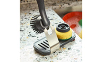 Interchangeable Dish Brush with Stand Long-Handled Dish Brush with Holder Easy-Grip Space-Saving for Kitchen Sink, Small Kitchens