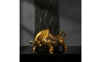 Bull Figurine Bronze-Colored Astrological Ornament Compact Bull Statue for Office Desk