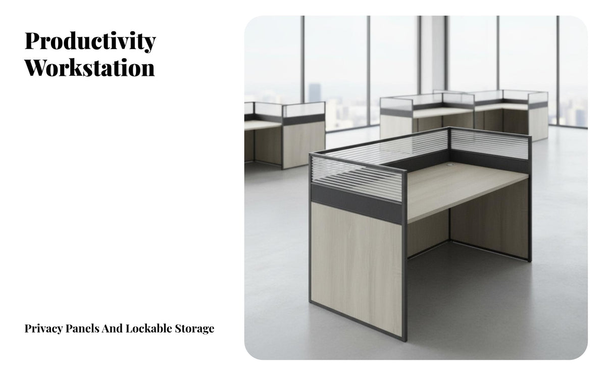 Privacy Partitions 4-Person Desk cluster Modern Design Office Furniture Integrated wiring Management Workstation System for Businesses, Startups, Coworking Space, Call call facility