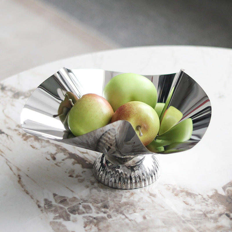 Abstract Metal High-Foot Fruit Tray Decoration