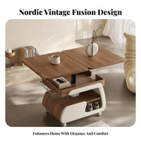 Rotating surface Adjustable C-Shaped Side Table mid-century-centuryera design Serving Cart Mobile with casters Home Furniture Sturdy Construction for Apartment Dwellers, Students, Remote Workers, Living Room, Small Spaces, Bedroom