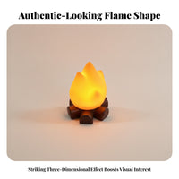 Touch Control Campfire Night Light Decorative Flame-Shaped Lamp Portable Log Base Lamp Cordless for Bedside