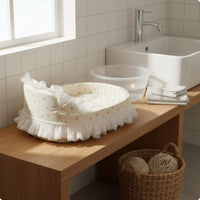 Boat-Shaped Pet Bed Raised Side Bolsters Sleeping Cushion Padded Animal Furniture