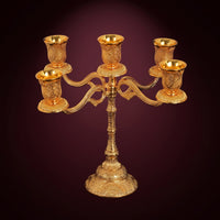 Metal 5-Arm Candelabra Classical Candelabra Reflective Candelabrum with Five Arms Luxurious for Home Decorators