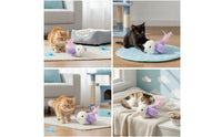 Feathered Cat Toy with Feathers Cushioned Automatic Cat Teaser Self Feathered Plaything Toy for Boredom Relief