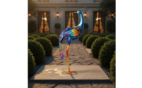 Outdoor Decoration Metal Peacock Statue Artistic Design Iron Peacock Sculpture Handmade Look Large Bird Lawn Ornament 3D Textured for Villa, Yard, Patio