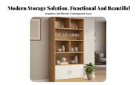 Freestanding Beverage Cabinet Large Capacity Storage Shelf Wooden Display Hutch Sturdy Construction Versatile Organizer Suitable for Living Room Entryway Bedroom Book Lovers