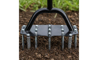 Carbon Steel Manual Coil Soil Loosener T-Handle Coil Cultivator Anti-Slip Grip Hand Soil Aerator Bolted Construction for Lawn