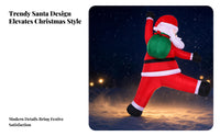 Red Suit Climbing Santa Inflatable Green Sack Santa with Gift Bag Inflatable 180 Cm Tall Holiday Display Outdoor