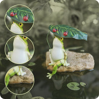 Tabletop Frog Figurine Hand-Painted Frog Ornament Glossy Finish Home Decor Leaf Canopy