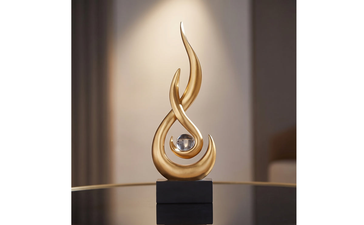 Modern Sculpture with Crystal Ball Contemporary Abstract Sculpture Decorative Resin Statue Artistic for Homeowners, Art Collectors, Living Room, Bookshelf, Office, Entryway
