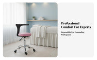 Ergonomic Medical Rolling Chair PU Leather Seat Oral Assistant Chair Pressure-Resistant-Resistant Gas Lift Adjustable Swivel Stool with Backrest