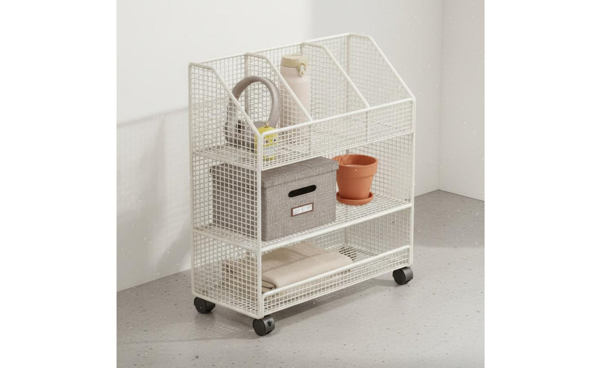Under Desk Storage Rack, Multi-Tier Movable Shelf with Casters, Office Organizer