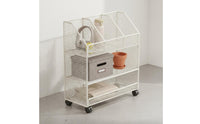 Under Desk Storage Rack, Multi-Tier Movable Shelf with Casters, Office Organizer