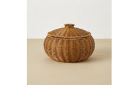 Decorative Imitation Rattan Pumpkin Basket Rustic Charm Woven Storage Basket with Lid Handwoven for Living Room, Coffee Table, Kitchen