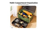Large Capacity Tool Organizer with Compartments Removable Parts Organizers Stackable Tool Chest Sturdy Construction Storage Box with Combination Lock High Load-Bearing for DIY Enthusiasts, Handymen, Car Trunk, Garage