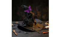 DIY Witch Hat with Butterflies Gothic Crumpled Witch Hat Satin Witches Cap Spooky for Cosplayers, Costume Parties, Photo Shoots
