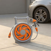 Portable Hose Reel with Spray Nozzle Compact Hose Storage Reel Handheld Organizer Convenient for Gardeners, Homeowners, Gardens, Car Washing, Patios