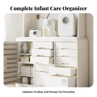 Large Capacity Feeding Station Hutch Multi-Functional Baby Organizer Space Saving Nursery Furniture Versatile for New Parents, Caregivers, Bedroom, Living Room, Closet