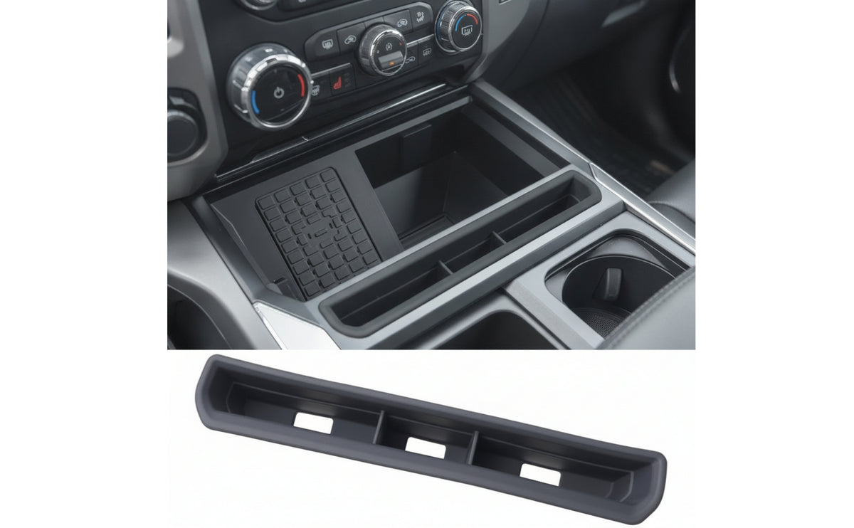 Divided Silicone Storage Insert Anti-Slip in-Vehicle Storage Tray with Compartments Slimline Car Console Organizer Molded for Drivers, Commuters, Daily Driving