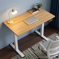 Height-Adjustable Desk White Frame Electric Standing Desk Wide Flat Feet