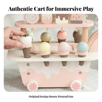 Child Pretend Ice Cream Cart Children's Plaything Wooden Ice Cream Cart Social Skills for Kids