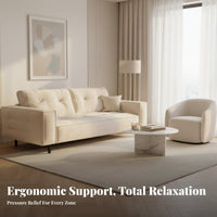 Curved 3-Seater Sofa French Cream design Living Room Seating Designer Model Couch for Apartment Dwellers, Young Adults, Lounge Area, Bedroom, Office