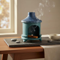 Heat Resistant Ceramic Palo Sacred Holder Stable Tripod Base House Shaped Sage Burner Speckled Glaze Finish Ceramic Incense Hut for Spa