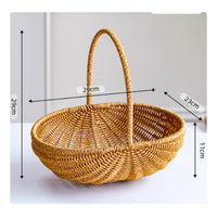 Imitation Rattan Pumpkin Basket Woven Basket with Handle Decorative Farmhouse for Gift Presentation