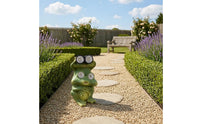 Yellow-Green Accents Solar Frog Statue Sturdy Resin Solar Frog Ornament No Wiring Outdoor Decor Energy Efficient for Courtyard
