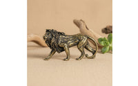 Collectible Solid Brass Lion Statue Detailed Carving Brass Lion Figurine Artisan-Made Antique Design Creature Sculpture Long-Lasting for Collectors, Feng Shui Enthusiasts, Bookshelf, Car Dashboard