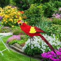 Vibrant Colors Feathered Parrot Model Easy to Install Artificial Parrot Ornament Handmade Lifelike Bird Statue for Garden