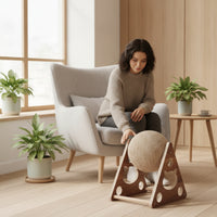 Rope-Wrapped Cat Scratching Ball Triangular Scratcher with Wooden Frame Sturdy Cat Scratcher Toy Interactive for Cats, Kittens, Living Room, Apartment