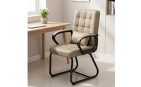 High Back Sled Base Chair Comfortable Tufted Office Chair Sturdy Furniture Low-Maintenance for Students, Study Corner
