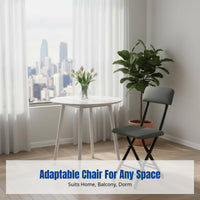 Portable Folding Chair, Leather Backrest, No Assembly, Home, Balcony, Training